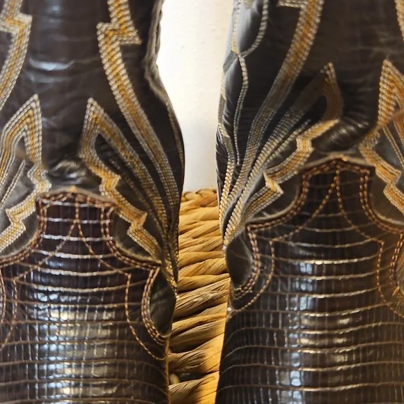 Vintage Diamond J Leather Mens Western Cowboy Boots Sz. 8 EE Wide - Picture 16 of 16